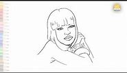 Nicki Minaj easy drawings | Portrait drawing tutorials | How to draw Nicki Minaj face step by step