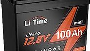 LiTime 12V 100Ah Mini LiFePO4 Lithium Battery, Upgraded 100A BMS, 10-Year Lifespan with Up to 15000 Cycles, Max. 1280Wh Energy LiFePO4 Battery in Small Size, Perfect for RV, Solar, Trolling Motor