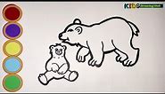 How To Draw A Bear And Baby Bear 🐻| Very Easy Drawing, Coloring, Painting For Kids,Beginners