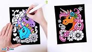 Unicorn Love - 6 Pack of Fuzzy Velvet Coloring Posters for Kids, Toddlers, Girls, and Boys (All Ages Coloring Activity) - Best Arts and Crafts Project for Sleepovers, Room Decor, Sharing and More