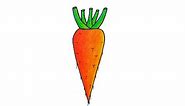 Easy Carrot drawing tutorial, How to draw a Carrot step by step for beginners