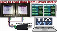 RS485 convert to USB connect with TIA Portal to read data from power meters