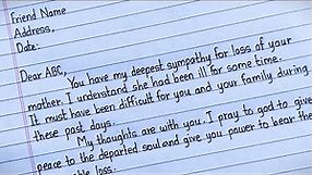 Write a Condolence letter to your Friend // How to Write Condolence Letter to Friend