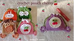 🍒Part 1 | How to Crochet a Drawstring Pouch Cherry | Crochet Pouch Tutorial🍒