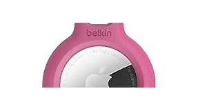 Belkin Apple AirTag Secure Holder with Key Ring - Durable, Scratch-Resistant Case with Open Face & Raised Edges - Protective AirTag Keychain Accessory for Keys, Pets, Luggage, & More - Pink