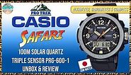 BUY THIS WATCH! | Casio Protrek Safari 100m Solar Quartz Triple Sensor PRG-600-1 Unbox & Review