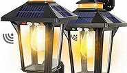 2 Pack Solar Wall Lantern Lights Outdoor with 3 Lighting Modes, Motion Sensor Wall Sconce, Dusk to Dawn LED Exterior Front Porch Lights Fixtures Wall Mount Waterproof for Garage House Doorway Yard