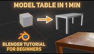 Blender Tutorial: How to Make Table in 1 Minute (Beginners)