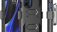 Tekcoo For Motorola Edge Plus 5G UW 2022 | Moto Edge+ 30 Pro X30 | XT2201 Case Holster Clip [Tshell] Shock Absorbing [Built-in Screen] [Kickstand Locking Belt] Swivel Full Body Carrying Covers - Black