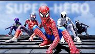PRO 5 SUPERHERO TEAM ( ALL ACTION STORY 1 ) || Spider-Man RED , WHITE , PURPLE , VENOM and RICH HERO