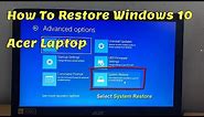 How To Restore Windows 10 Acer Laptop When Windows won't boot