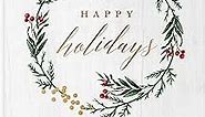Let's Make Memories Personalized Rustic Wreath Holiday Photo Card 5x7 Premium Quality (Christmas Cards & White Envelopes) - 150 ct