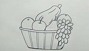 How to draw a fruit basket step by step