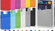 36 Pack Phone Wallet Stick on, Phone Card Holder for Phone Back, 2 Pocket Silicone Adhesive Credit Card Cell Phone Sleeves, Compatible with iPhone/Android/Samsung/Galaxy/Smartphones, 12 Colors