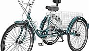 Adult Tricycles 3 Wheel 7 Speed Trikes, 20/24/26 inch Adult Trikes 3 Wheeled Bike with Basket for Seniors, Women, Men.