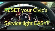 How to reset Service Light indicator - 2016+/10th Gen Honda Civic (ALL MODELS)