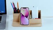 Bamboo Wireless Charging Station,Desk Organizers with Fast Charger,Desk Organizers and Accessories for Office/Home/School