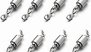 Zpsolution Screw Locking Magnetic Necklace Clasps and Closures Safety Easy Jewelry Clasps 6mm Light and Small Keep The Clasp in Back 8pcs Silver