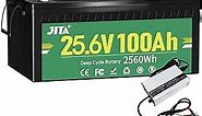 JITA 24V 100Ah LiFePO4 Battery, 24V Lithium Batteries Built-in 200A BMS, 100Ah Deep Cycle Battery, 2000-5000 Cycles, Waterproof 100Ah LiFePO4 Cell for RV, Solar, Golf Cart, Home Storage and Off-Grid