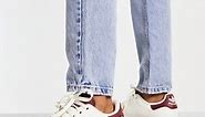 adidas Originals Stan Smith sneakers in off white with burgundy heel tab | ASOS