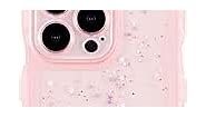 ZTOFERA for iPhone 11 Pro Max 6.7",Cute Curly Wave Case with Star Glitter,Clear Shiny Bling Soft TPU Shockproof Phone Protecive Case for Women Girls-Pink