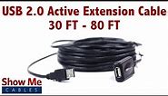 Easy To Use USB 2.0 Active Extension Cable - 30 FT - 80 FT