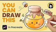 How to Draw a Cute Honey Jar in Procreate | Easy Tutorial for Beginners | Cute Drawing Ideas