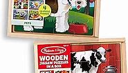Melissa & Doug Animals 4-in-1 Wooden Jigsaw Puzzles Set - Pets and Farm - Toddler Wooden Jigsaw Puzzles, Animal Puzzles, Take-Along Puzzles For Toddlers And Kids Ages 3+, 12