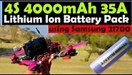 4S Lithium Ion Battery Pack for a Long Range FPV Racing Quad Drone using Samsung 21700 35A cells