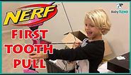 How to Pull a Tooth Out With a NERF BOW and ARROW!!