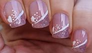 Valentine's Day Nail Art 2024 #4 / Lavender Pink Glitter French Tip Nails