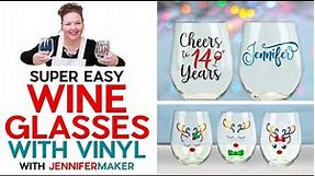 DIY Easy Personalized Wine Glasses with Vinyl and a Cricut - For Beginners!