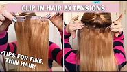 CLIP IN EXTENSIONS FOR FINE HAIR // How to Apply Seamless Clip-in Hair Extensions on Thin Hair