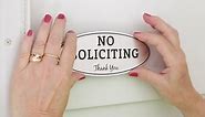 No Soliciting Sign – Digitally Printed Indoor/Outdoor Sign – Durable UV and Weather Resistant (Large - 3.6" x 9", Green with White Letters)