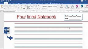 How to create Printable Four lined Paper in Ms word 2019 | Printable Four lined Notebook page format