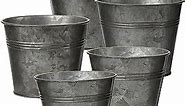 Briful 5 Size Galvanized Buckets Rustic Farmhouse Metal Bucket Galvanized Flower Bucket Home Indoor Outdoor Decorative Tin Planters (3.7In/3.9In/5.1In/5.9In/7.1In)