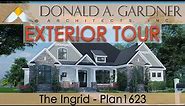 European house plan with a one-story floor plan and four bedrooms | The Ingrid
