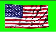American Flag waving Stars and Stripes green screen [720P] 3D animation