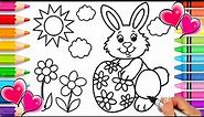 Easter Bunny Coloring Page | Easter Coloring Book | Glitter Easter Egg Printable Coloring Page