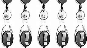 Retractable Badge Reel with Carabiner Belt Clip and Key Ring for ID Card Key Keychain Badge Holder Black 10 Pack by NATUREBELLE