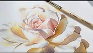 Rose painting with only 3 colors: BLUE, RED, and YELLOW - Watercolors
