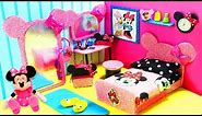 DIY Miniature Minnie Mouse Dollhouse Bedroom for Barbie - Make a Miniature Room + Accessories
