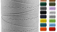 Macrame Cotton Cord 4mm x 547yds, ZUEXT Natural Handmade Light Grey Braided Cords 4 Strands Knitted Rope String for Craft Wall Hanging Weaving Tapestry Dream Catchers Hanger DIY Gift (500m)