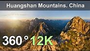 Huangshan mountains, China. Virtual travel. Aerial 360 video in 12K