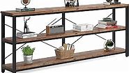 71" Sofa Tables,Extra Long Couch Table, Narrow Long Console Table, Entryway Table,Sofa Table with 3 Tiers Storage Shelves (Rustic Brown)