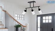 MILUCES 6-Light Track Lighting Kit Directional Bathoom Lights Over Mirror Industrial Black Kitchen Track Lighting Fixtures Ceiling with 6 Rotatable Light Heads, Clear Glass Shade