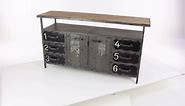 Litton Lane Gray Army Surplus Style 6 Drawers 2 Shelves and 2 Doors Buffet with Numbers and Text 56 in. x 30 in. 55484
