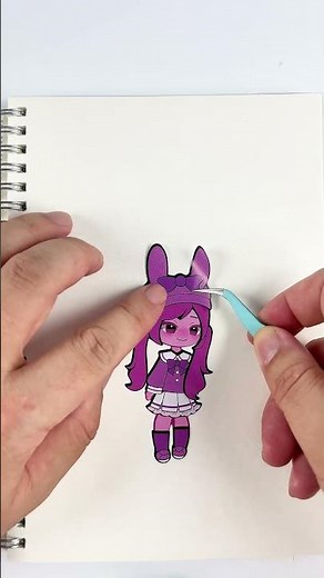 Styling Sprunki Pinki Purple Bunny Outfit 🎶 | Sticker Book DIY #papercraft #satisfyingasmr #shorts