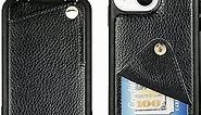 ROMIELA Crossbody case for iPhone 15 with Card Holder Chain Strap Wrist Lanyard Purse Women Protective for Apple iPhone 15 6.1 inch - Black