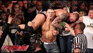 John Cena and Randy Orton brawl outside the ring: Raw, Jan., 20, 2014